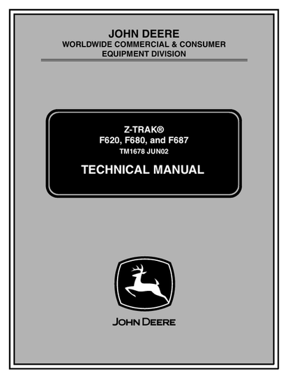 John Deere Z-TRAK F620 F680 F687 Technical Manual TM1678 PDF