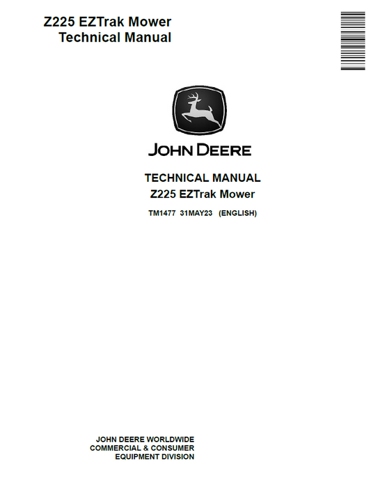 John Deere Z225 EZTrak Mower Technical Manual TM1477 PDF