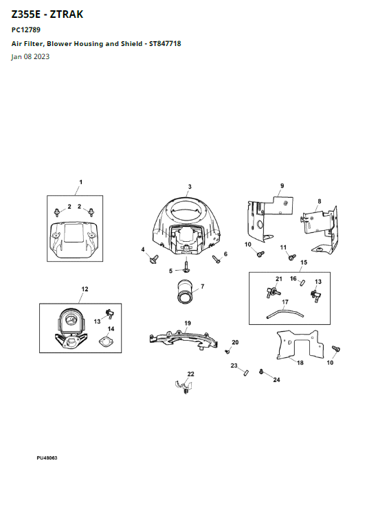 John Deere Z355E Ztrak Parts Catalogue Manual PC12789 PDF
