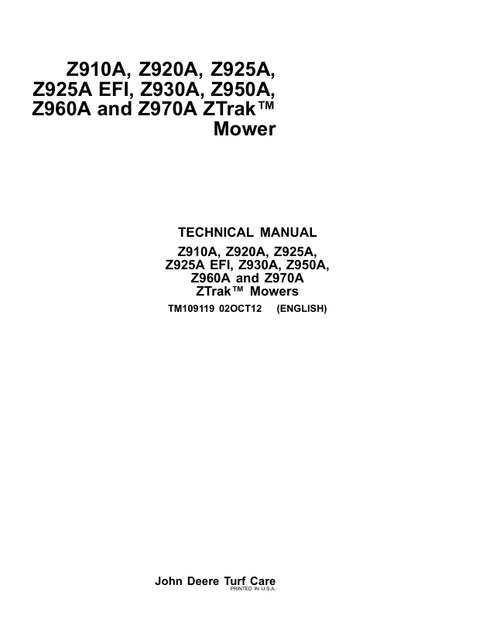 John Deere Z910A-Z970A Z-Trak Mower Technical Manual TM109119