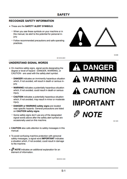 John Deere Zaxis 500LC & 500LCH Excavator Operator Manual