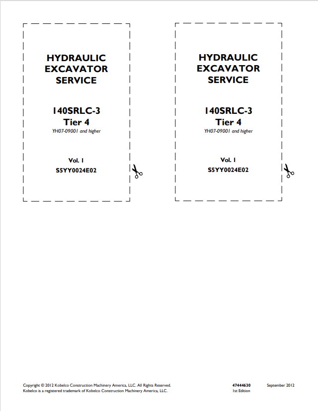 KOBELCO 140SRCL-3 TIER 4 HYDRAULIC EXCAVATOR SERVICE MANUAL PDF