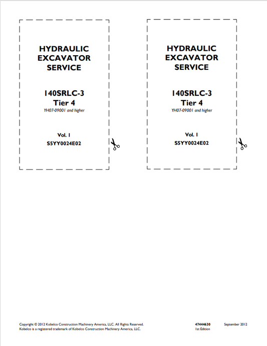 KOBELCO 140SRCL-3 TIER 4 HYDRAULIC EXCAVATOR SERVICE MANUAL PDF