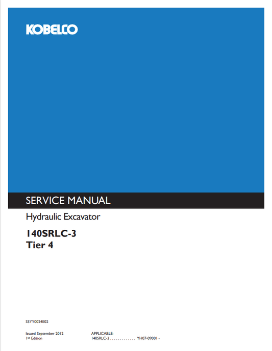 KOBELCO 140SRLC-3 TIER 4 HYDRAULIC EXCAVATOR SHOP MANUAL PDF