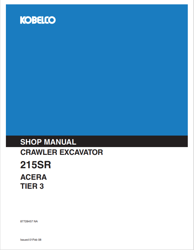 KOBELCO 215SR ACERA TIER 3 CRAWLER EXCAVATOR SERVICE MANUAL PDF