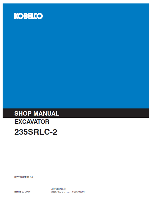 KOBELCO 235SRLC-2  HYDRAULIC EXCAVATOR SHOP MANUAL PDF