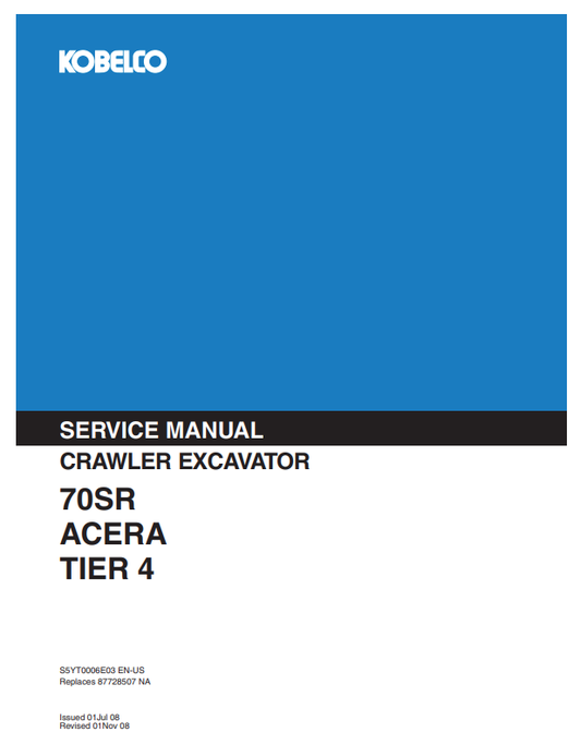 KOBELCO 70SR ACERA CRAWLER EXCAVATOR SERVICE MANUAL PDF
