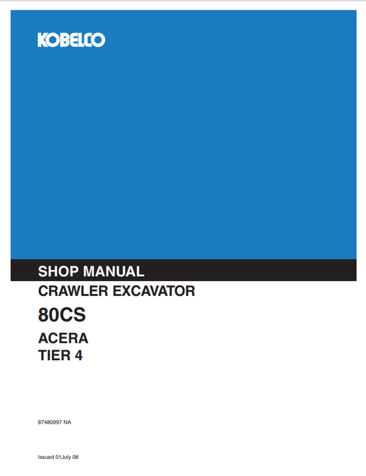 KOBELCO 80CS ACERA TIER 4 CRAWLER EXCAVATOR SHOP MANUAL PDF