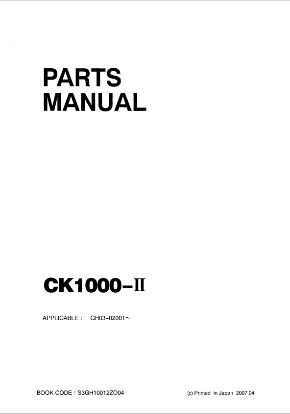 KOBELCO CK1000-II CRAWLER CRANE PARTS MANUAL PDF