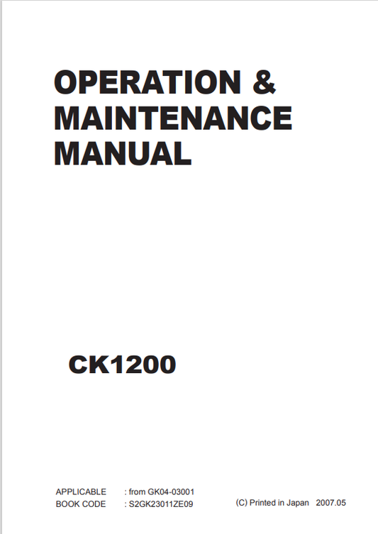 KOBELCO CK1200 CRAWLER CRANE OPERATION AND MAINTENANCE MANUAL PDF