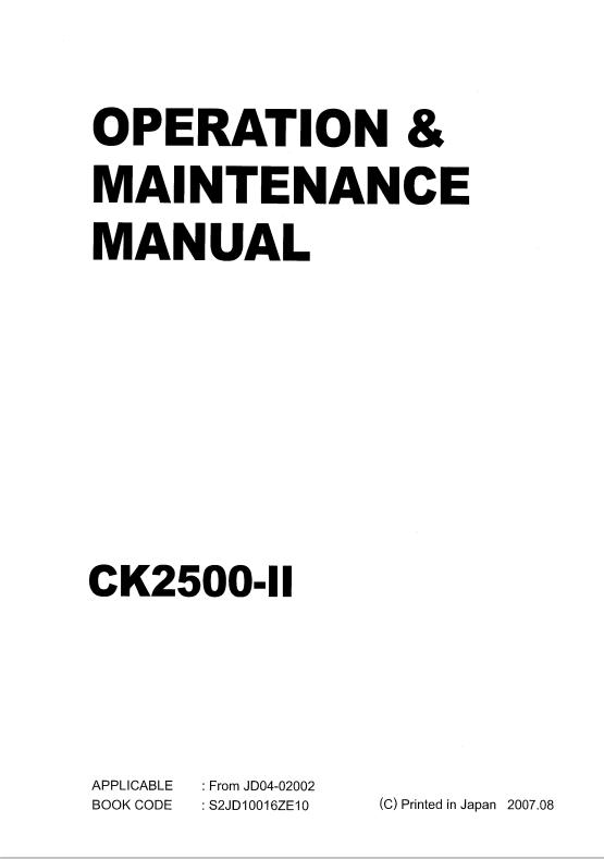 KOBELCO CK2500-II CRANE OPERATION AND MAINTENANCE MANUAL PDF