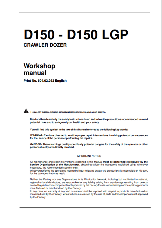 KOBELCO D150, D150 LGP CRAWLER DOZER WORKSHOP MANUAL PDF