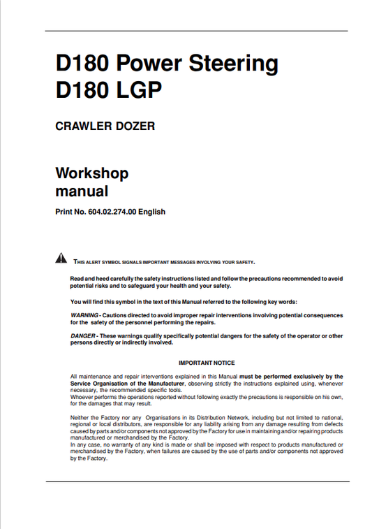KOBELCO D180 POWER STEERING, D180 LGP CRAWLER DOZER WORKSHOP MANUAL PDF