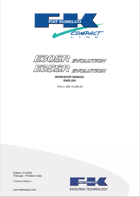 KOBELCO FIAT E30SR, E35SR COMPACT LINE EVOLUTION WORKSHOP MANUAL PDF