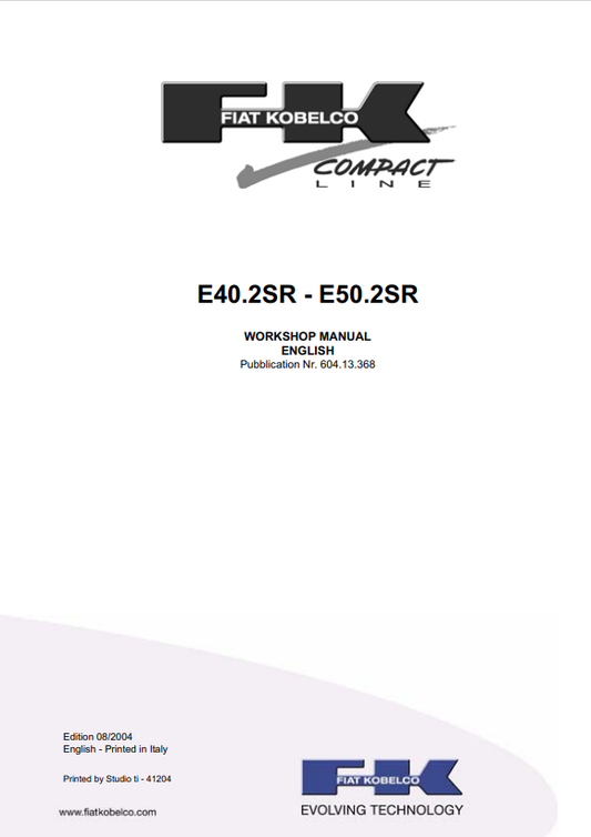KOBELCO FIAT E40.2SR, E50.2SR COMPACT LINE WORKSHOP MANUAL PDF