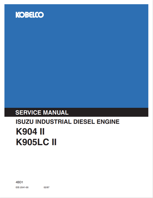 KOBELCO INDUSTRIAL DIESEL ENGINE ISUZU K904 II, K905LC II SERVICE MANUAL PDF