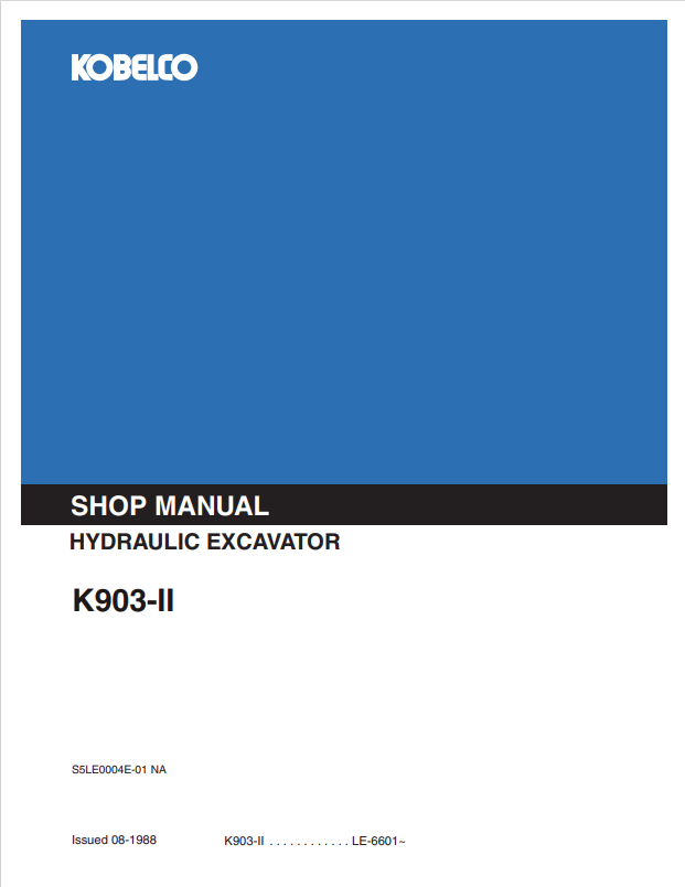 KOBELCO K903-II HYDRAULIC EXCAVATOR SHOP MANUAL PDF