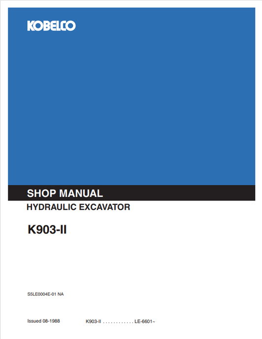 KOBELCO K903-II HYDRAULIC EXCAVATOR SHOP MANUAL PDF
