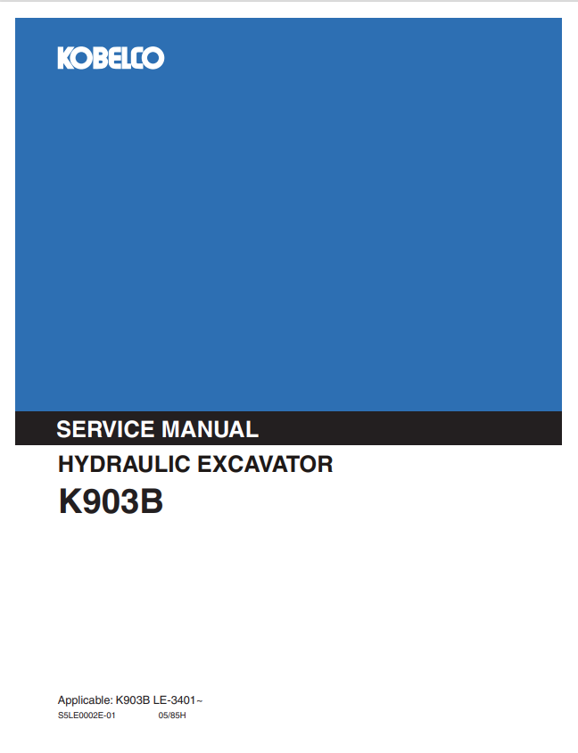 KOBELCO K903B HYDRAULIC EXCAVATOR SERVICE MANUAL PDF
