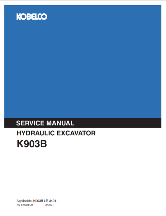 KOBELCO K903B HYDRAULIC EXCAVATOR SERVICE MANUAL PDF