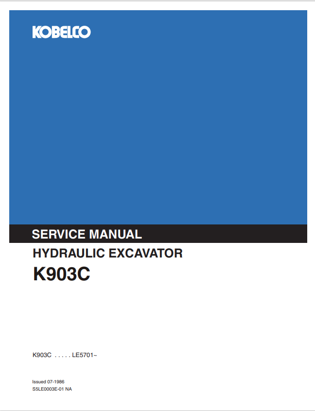 KOBELCO K903C HYDRAULIC EXCAVATOR SHOP MANUAL PDF
