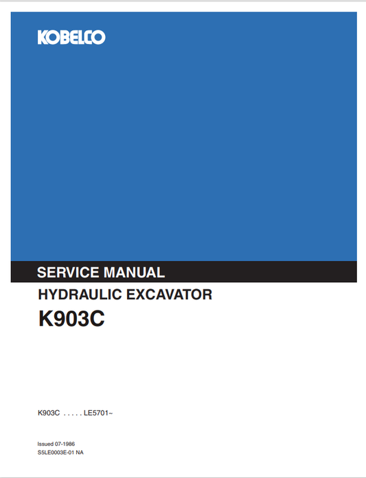 KOBELCO K903C HYDRAULIC EXCAVATOR SHOP MANUAL PDF