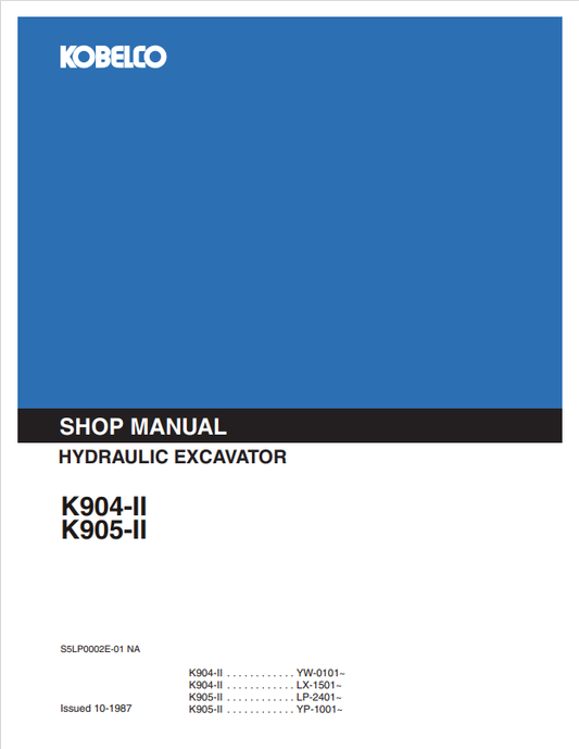 KOBELCO K904 II, K905 II HYDRAULIC EXCAVATOR SERVICE MANUAL PDF