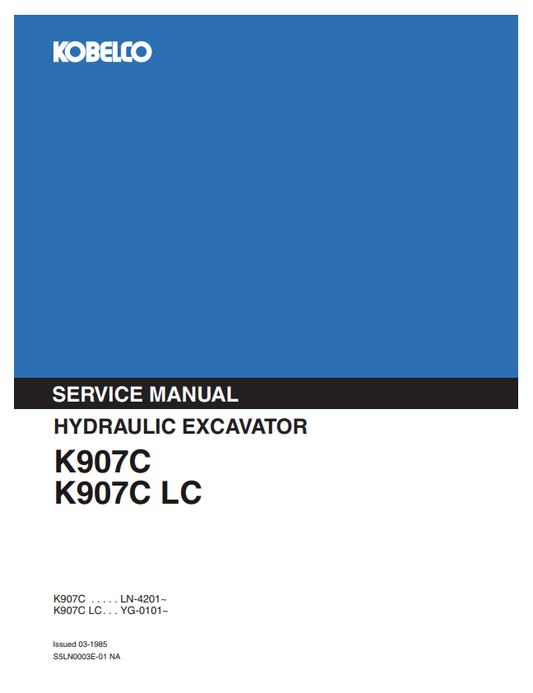 KOBELCO K905, K905LC HYDRAULIC EXCAVATOR SERVICE MANUAL PDF