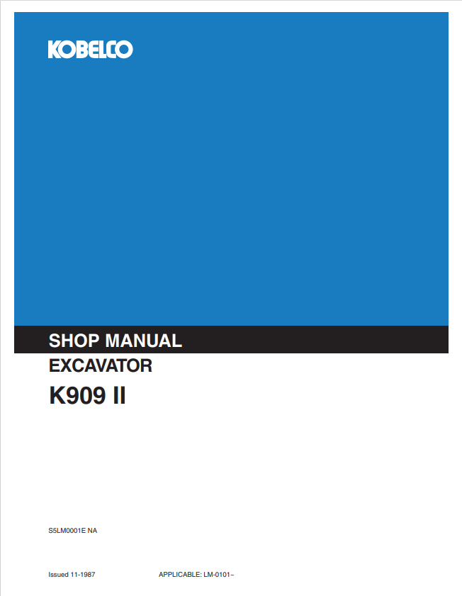 KOBELCO K909 II EXCAVATOR SERVICE MANUAL PDF