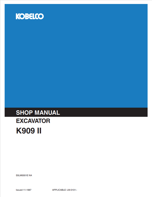 KOBELCO K909 II EXCAVATOR SERVICE MANUAL PDF
