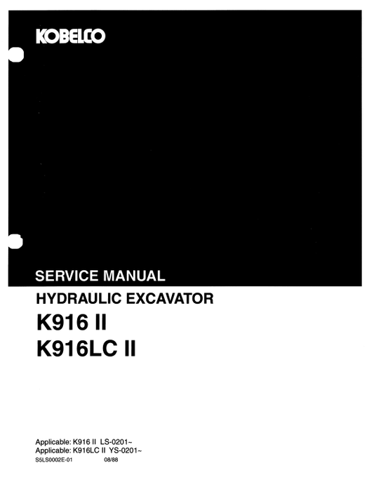 KOBELCO K916 II, K916LC II HYDRAULIC EXCAVATOR SERVICE MANUAL PDF