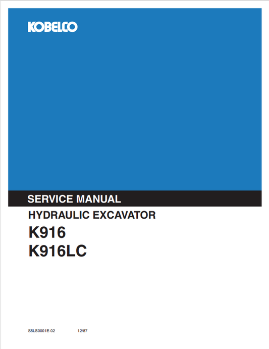 KOBELCO K916, K916LC HYDRAULIC EXCAVATOR SERVICE MANUAL PDF