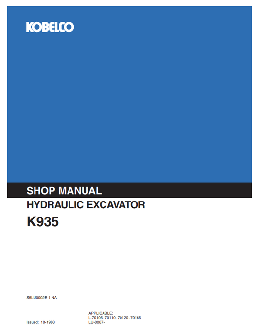 KOBELCO K935 HYDRAULIC EXCAVATOR SERVICE MANUAL PDF