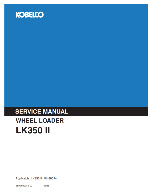 KOBELCO LK350 II WHEEL LOADER SERVICE MANUAL PDF