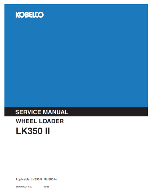 KOBELCO LK350 II WHEEL LOADER SERVICE MANUAL PDF