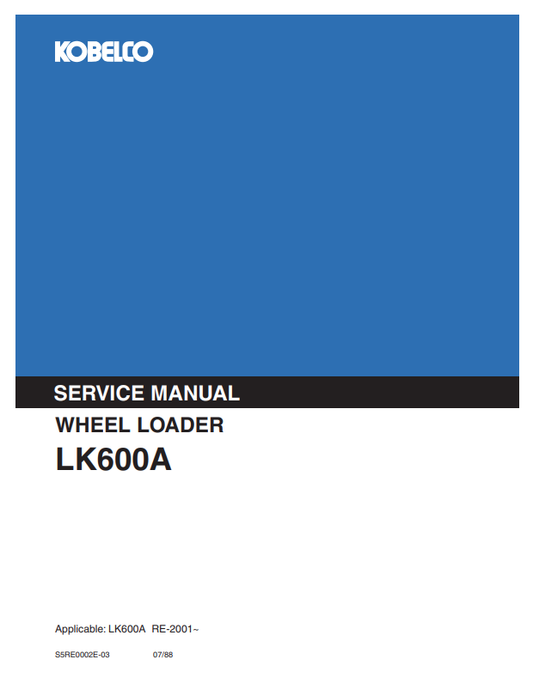 KOBELCO LK600A WHEEL LOADER SERVICE MANUAL PDF