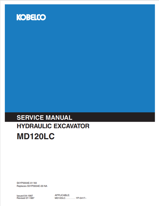 KOBELCO MD120LC HYDRAULIC EXCAVATOR SERVICE MANUAL PDF