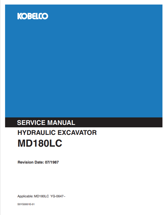 KOBELCO MD180LC HYDRAULIC EXCAVATOR SERVICE MANUAL PDF