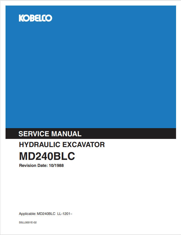 KOBELCO MD240BLC HYDRAULIC EXCAVATOR SERVICE MANUAL PDF