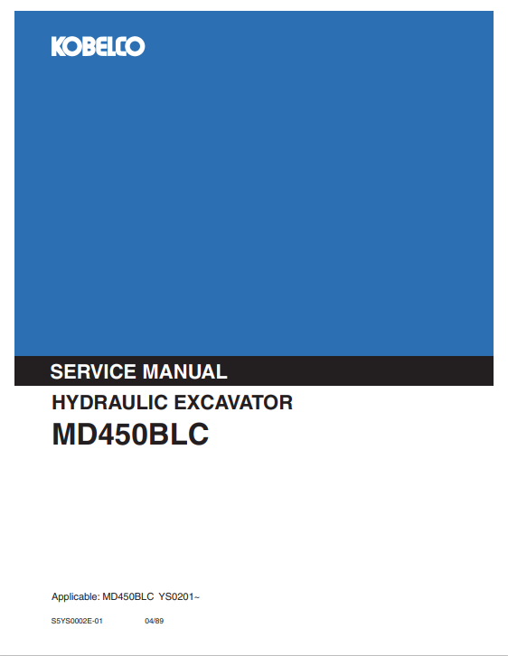 KOBELCO MD450BLC HYDRAULIC EXCAVATOR SERVICE MANUAL PDF