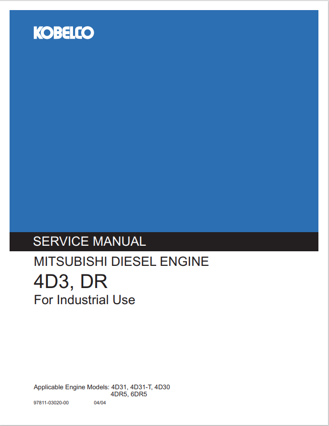KOBELCO MITSUBISHI 4D3, DR DIESEL ENGINE SERVICE MANUAL PDF