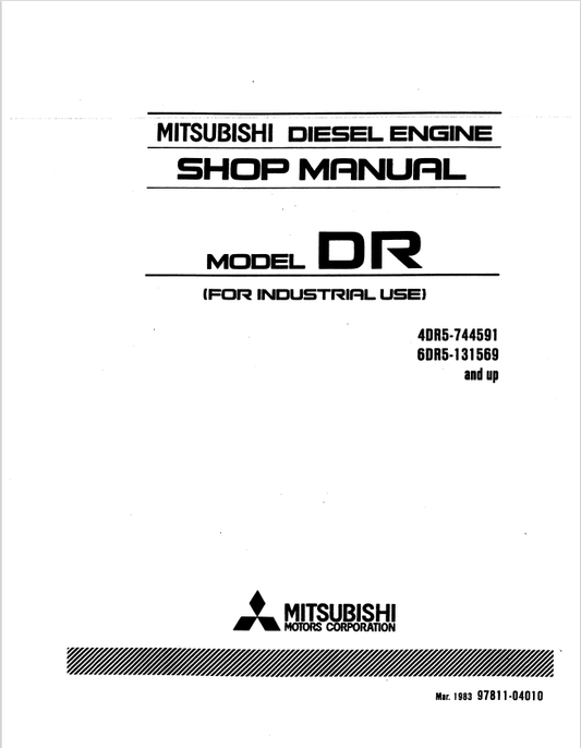 KOBELCO MITSUBISHI 4DR5, 6DR5 DIESEL ENGINE SHOP MANUAL PDF
