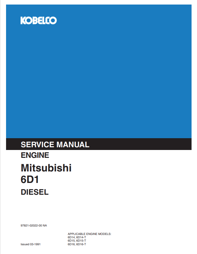 KOBELCO MITSUBISHI 6D1-14, 15, 16 DIESEL ENGINE SERVICE MANUAL PDF