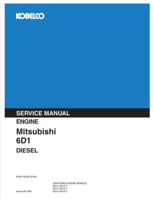 KOBELCO MITSUBISHI 6D1-14, 15, 16 DIESEL ENGINE SERVICE MANUAL PDF