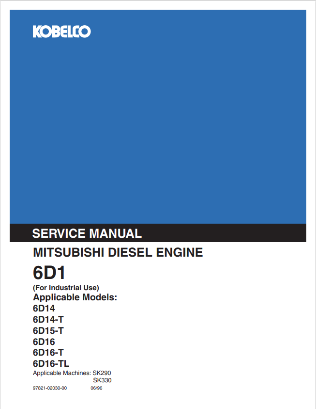 KOBELCO MITSUBISHI 6D1 DIESEL ENGINE SERVICE MANUAL PDF