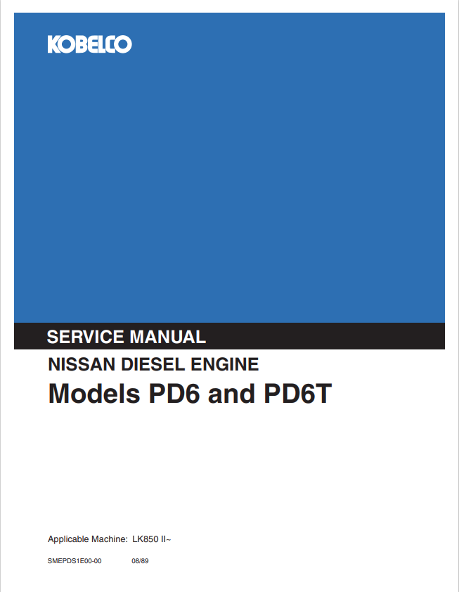 KOBELCO NISSAN PD6, PD6T DIESEL ENGINE SERVICE MANUAL PDF