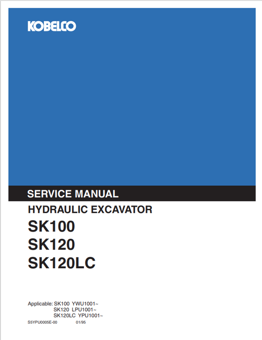 KOBELCO SK100, SK120, SK120LC HYDRAULIC EXCAVATOR SERVICE MANUAL PDF