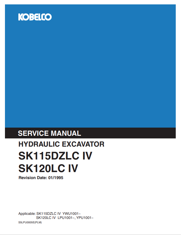 KOBELCO SK115DZLC IV, SK120LC IV EXCAVATOR SERVICE MANUAL PDF