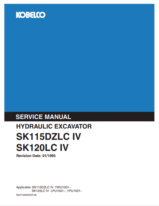 KOBELCO SK115DZLC IV, SK120LC IV EXCAVATOR SERVICE MANUAL PDF