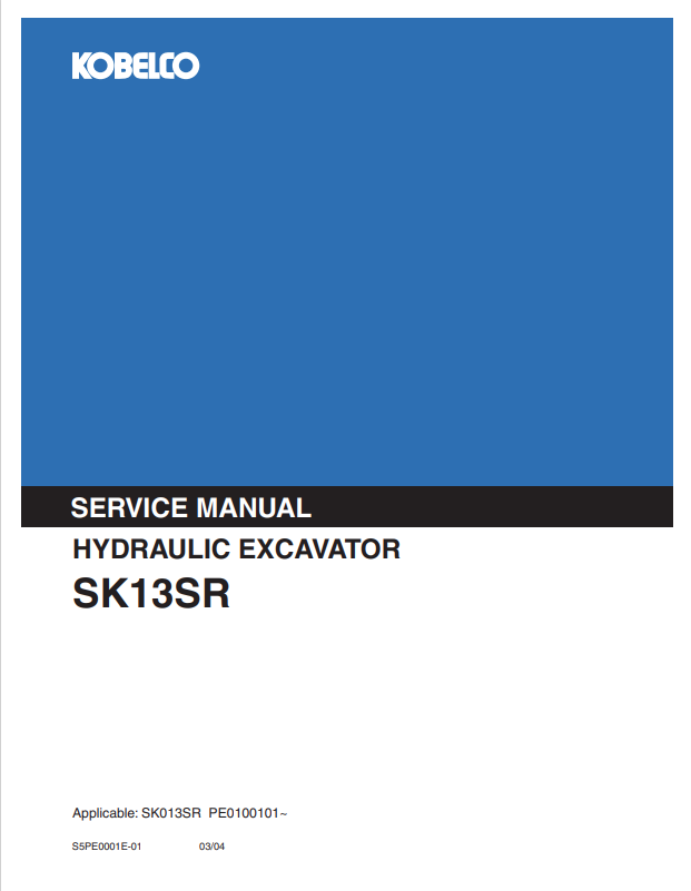 KOBELCO SK13SR HYDRAULIC EXCAVATOR SERVICE MANUAL PDF